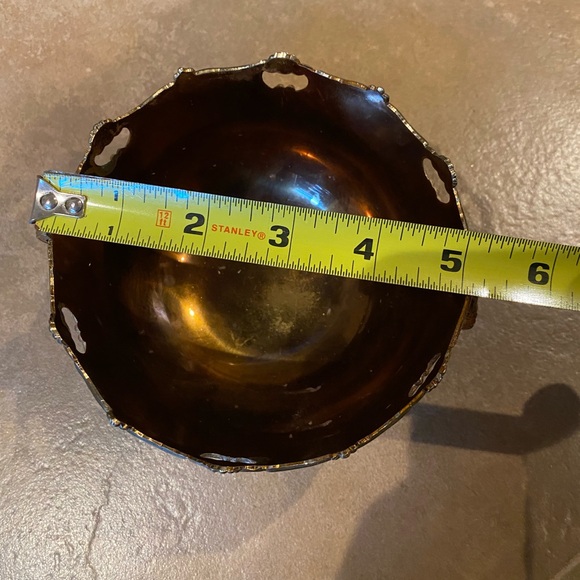 VINTAGE 1960S ORNATE SILVERPLATE COPPER TONE BOWL DISH RAIMOND JAPAN 5”x3” SIZE - Picture 6 of 9